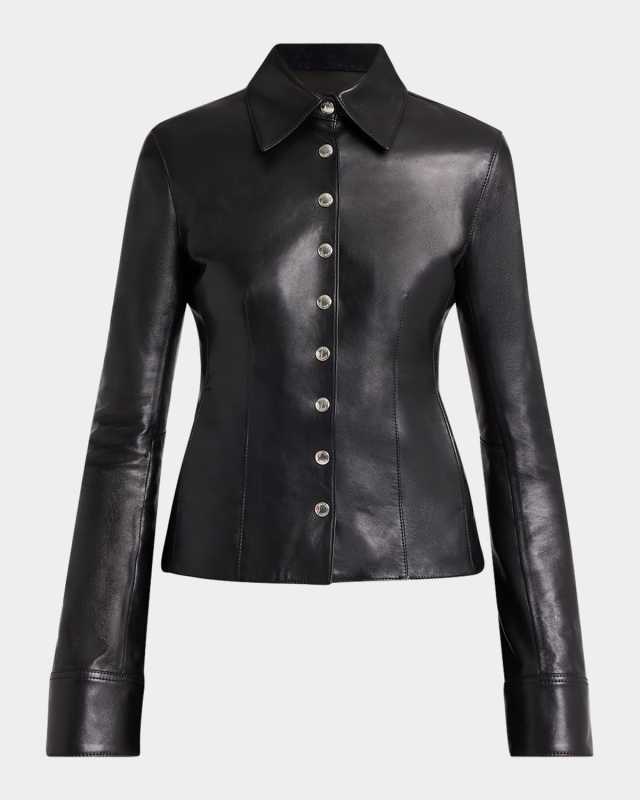 Leather Button-Down Top